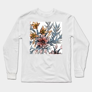 Watercolor Pen and Ink leaves Long Sleeve T-Shirt